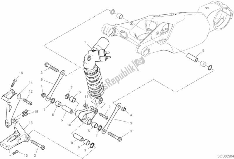Todas las partes para Amortiguador Trasero de Ducati Superbike Panigale V4 S USA 1100 2019